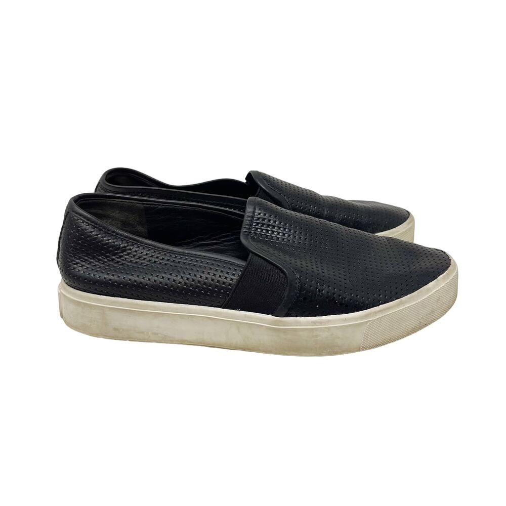 Vince Womens Size 5 Black Perforated Leather Blair Sneaker Slip On Shoes Flat
